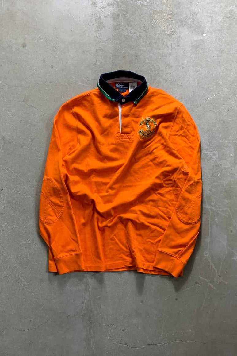 90'S L/S CUSTOM FIT RUGBY SHIRT / ORANGE [SIZE: L USED]