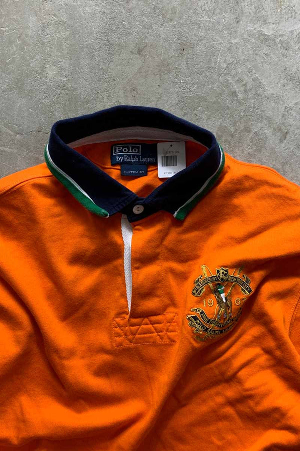90'S L/S CUSTOM FIT RUGBY SHIRT / ORANGE [SIZE: L USED]