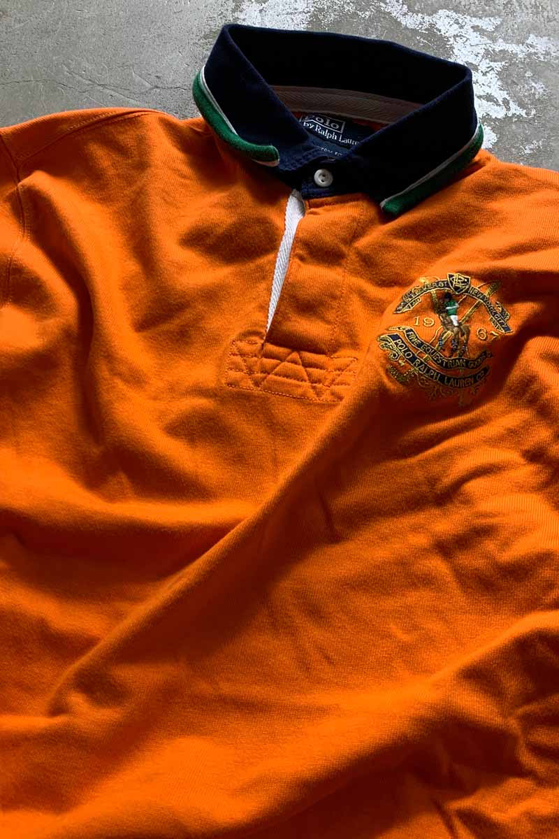 90'S L/S CUSTOM FIT RUGBY SHIRT / ORANGE [SIZE: L USED]