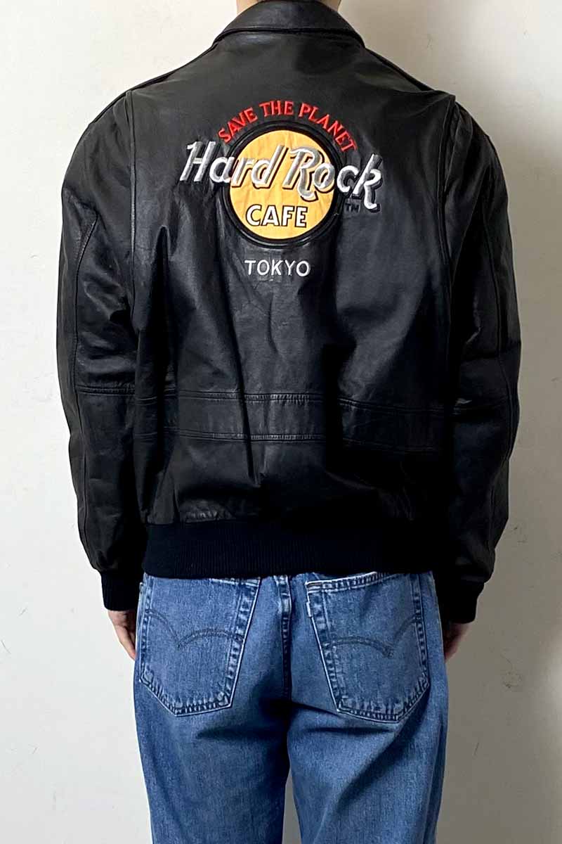90'S BACK EMBROIDERY A-2 FLIGHT LEATHER JACKET / BLACK [SIZE: L USED]