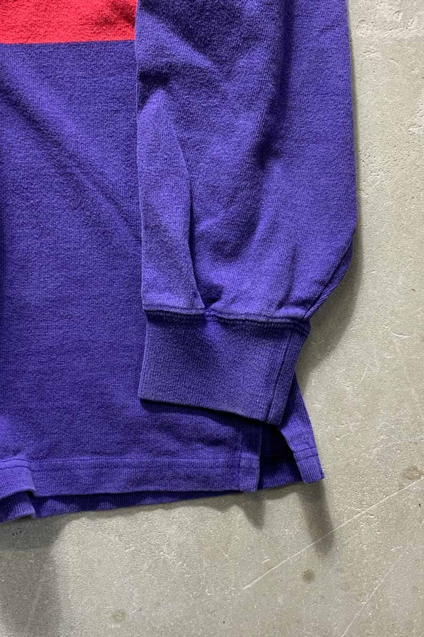 90'S L/S BORDER RUGBY SHIRT / PURPLE / RED [SIZE: L USED]