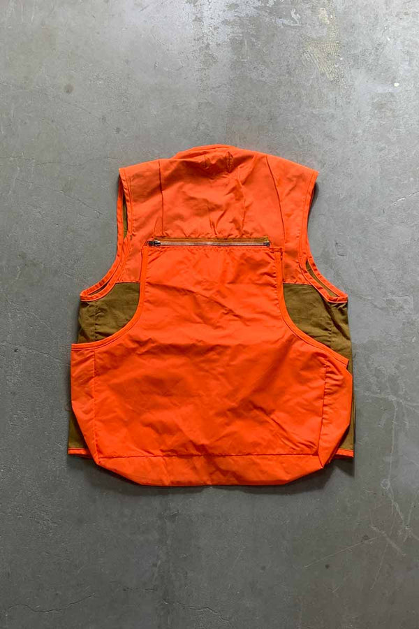 70-80s HUNTING VEST / BROWN / ORANGE [SIZE: L USED]