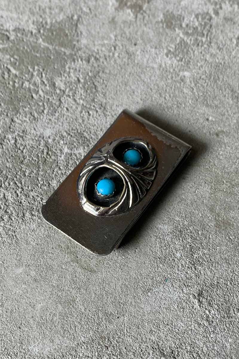 VINTAGE SILVER JEWELRY | 925 SILVER MONEY CLIP W/TURQUOISE – STOCK