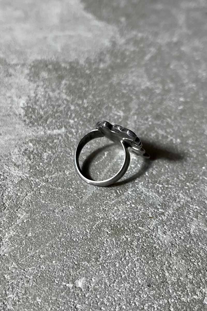 TIP INLAY SILVER RING W/TURQUOISE + RED CORAL [SIZE: US 6.5 USED]