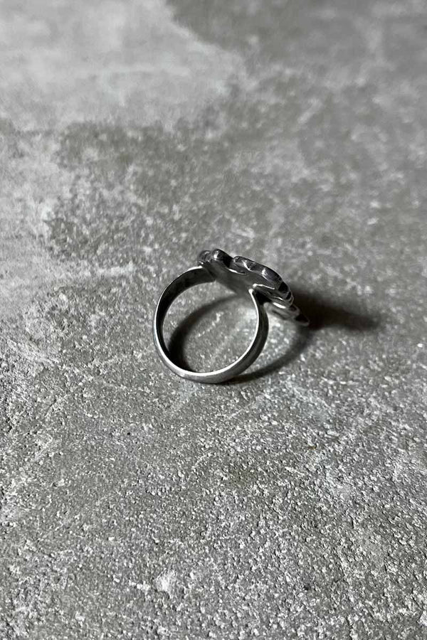 TIP INLAY SILVER RING W/TURQUOISE + RED CORAL [SIZE: US 6.5 USED]