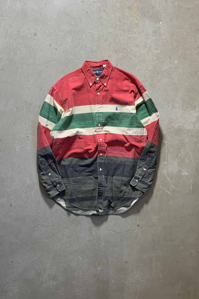 90'S BORDER L/S SHIRT / MULTI [SIZE: M USED]