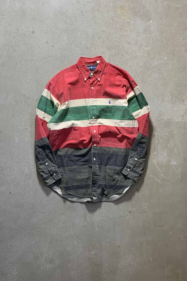 90'S BORDER L/S SHIRT / MULTI [SIZE: M USED]