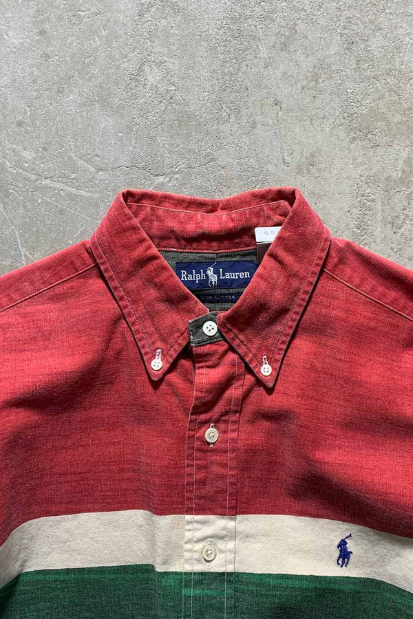 90'S BORDER L/S SHIRT / MULTI [SIZE: M USED]