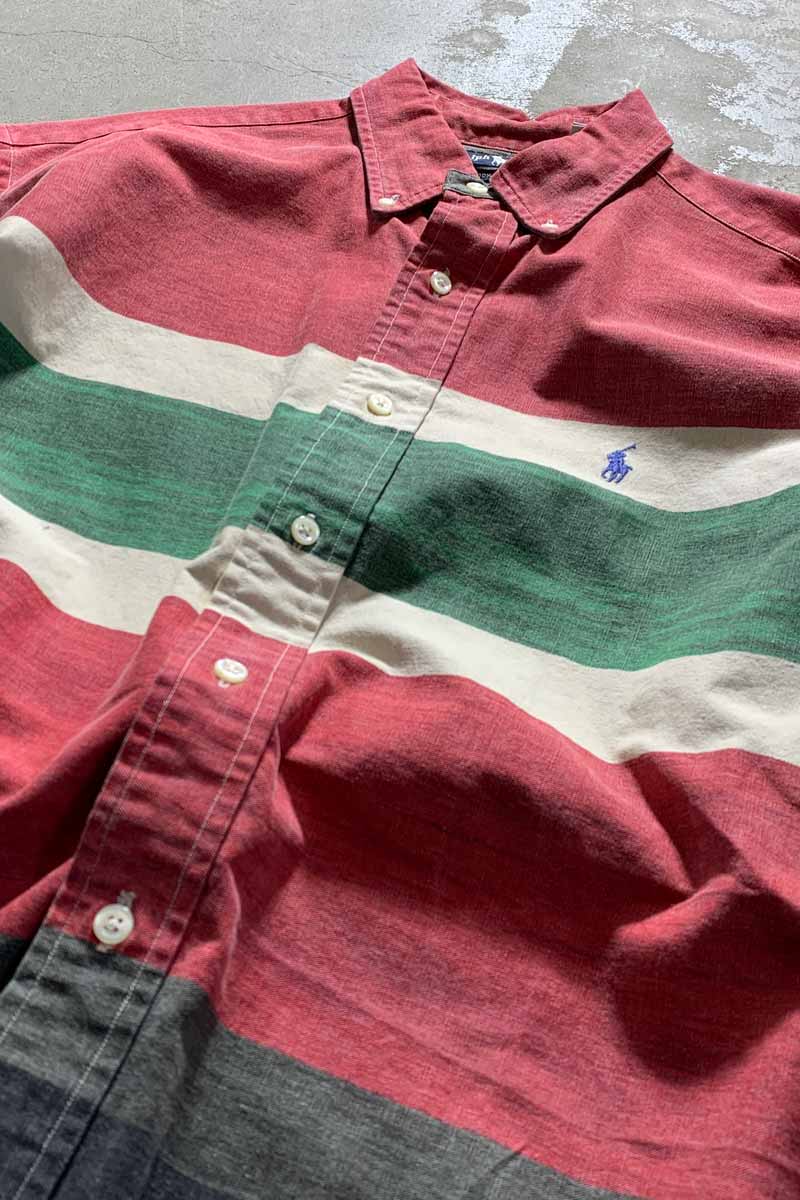 90'S BORDER L/S SHIRT / MULTI [SIZE: M USED]