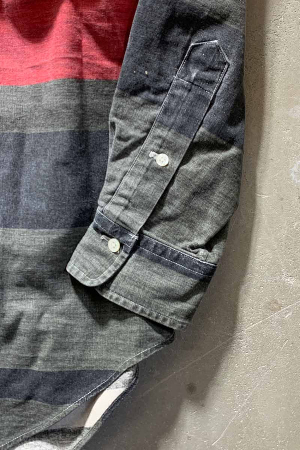 90'S BORDER L/S SHIRT / MULTI [SIZE: M USED]