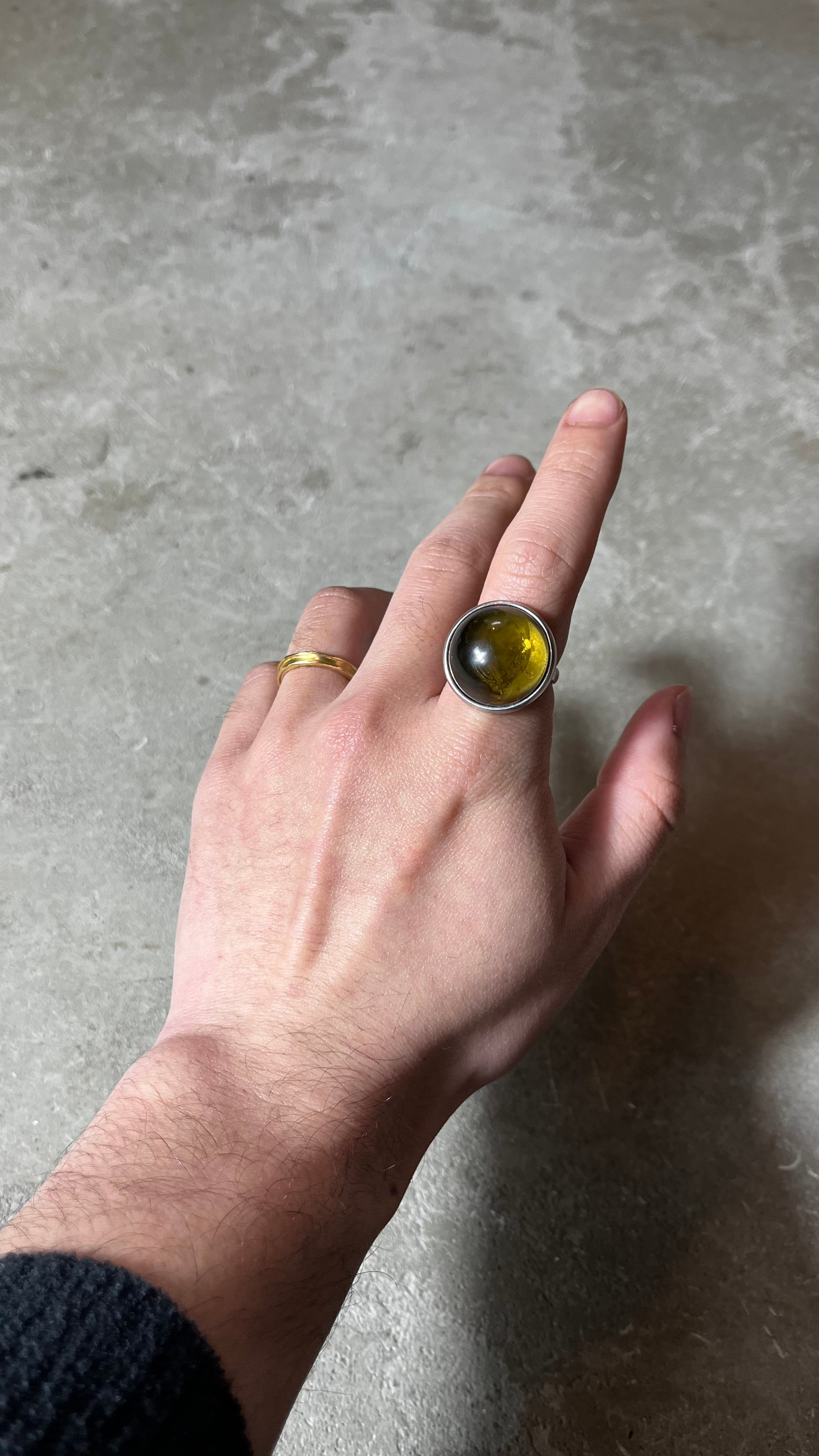 925 SILVER RING W/GLASS STONE [SIZE: US 10.5 USED]