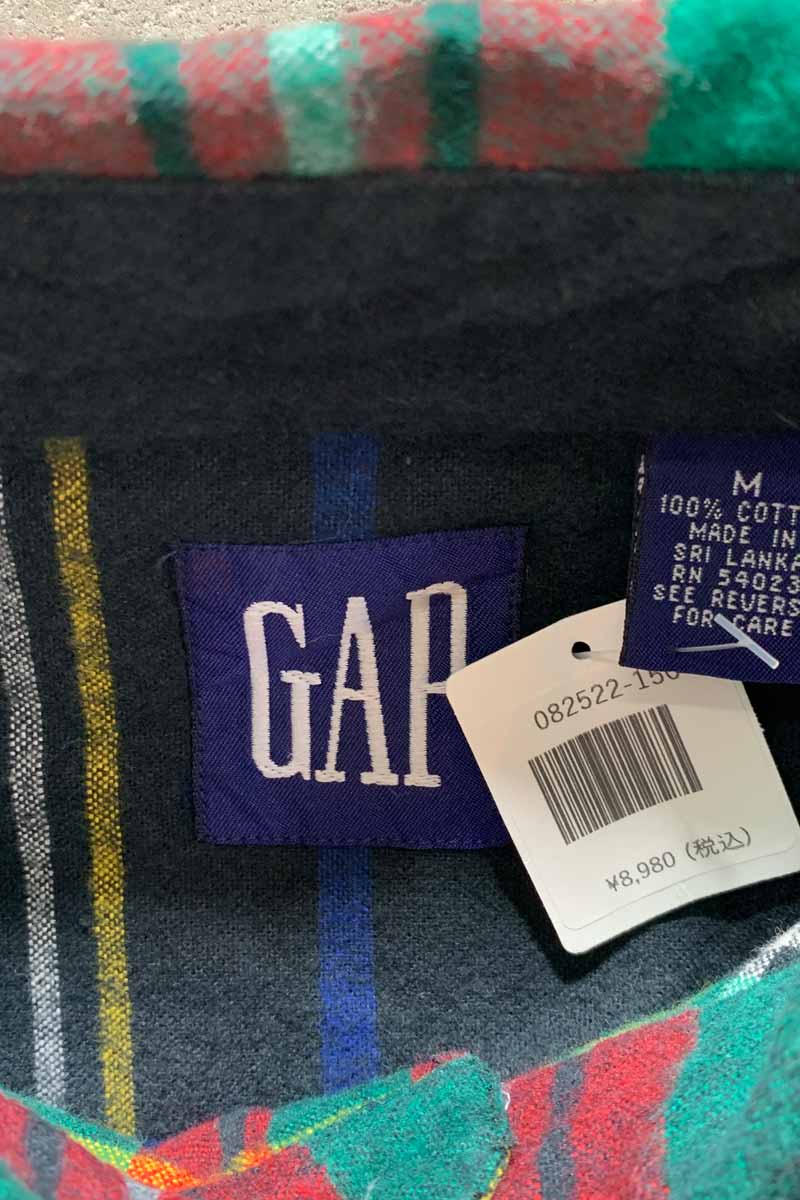 88'S-90'S COTTON CHECK L/S FLANNEL SHIRT / MULTI [SIZE: M USED]
