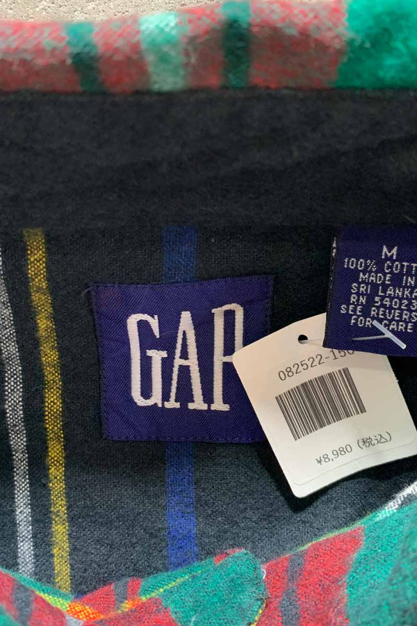 88'S-90'S COTTON CHECK L/S FLANNEL SHIRT / MULTI [SIZE: M USED]