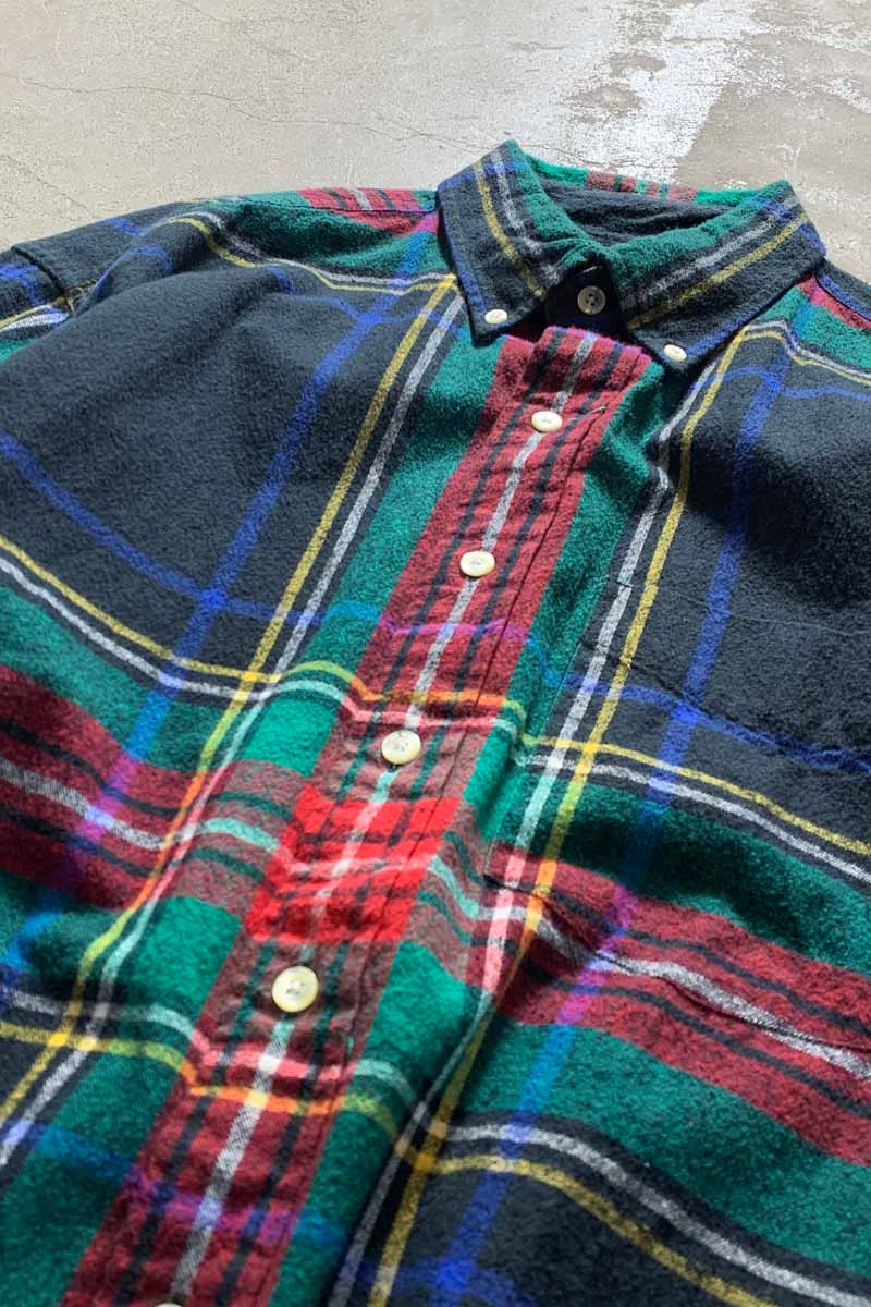 88'S-90'S COTTON CHECK L/S FLANNEL SHIRT / MULTI [SIZE: M USED]