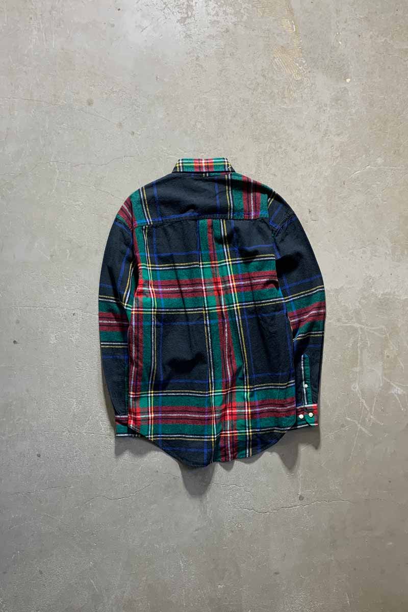 88'S-90'S COTTON CHECK L/S FLANNEL SHIRT / MULTI [SIZE: M USED]