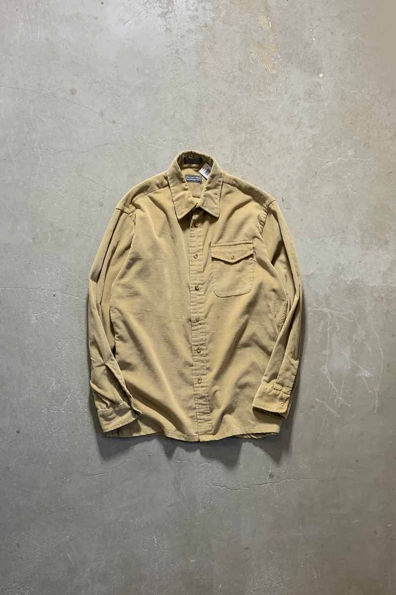 80'S L/S CORDUROY SHIRT / BEIGE [SIZE: L equivalent USED]