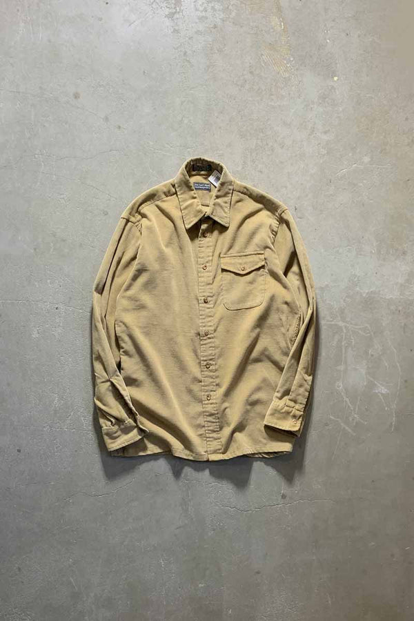 80'S L/S CORDUROY SHIRT / BEIGE [SIZE: L equivalent USED]