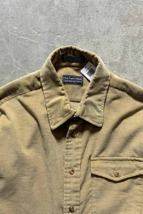 80'S L/S CORDUROY SHIRT / BEIGE [SIZE: L equivalent USED]