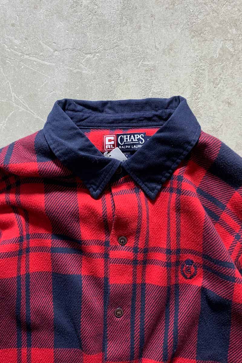 90'S CHECK L/S SHIRT / RED [SIZE: M USED]
