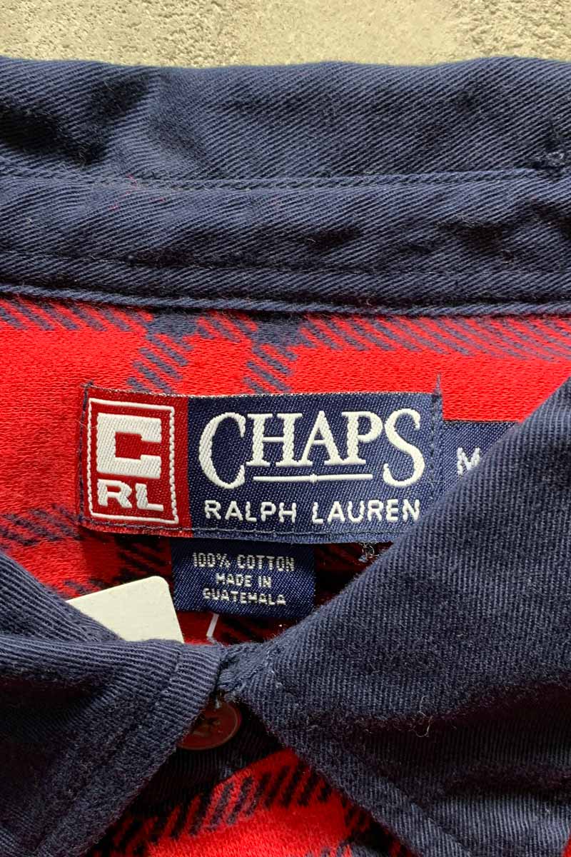 90'S CHECK L/S SHIRT / RED [SIZE: M USED]