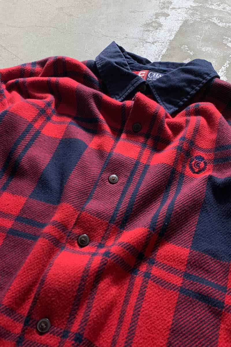 90'S CHECK L/S SHIRT / RED [SIZE: M USED]