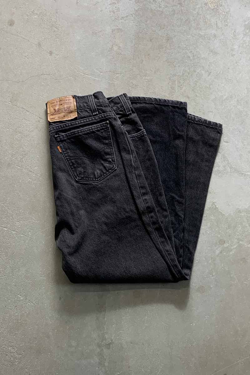 80's 560 ORANGE TAB DENIM PANTS / BLACK [SIZE: W33L30 USED]