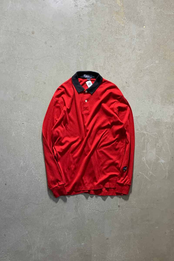 MADE IN USA 90'S L/S RUGGER SHIRT / RED [SIZE: L USED]