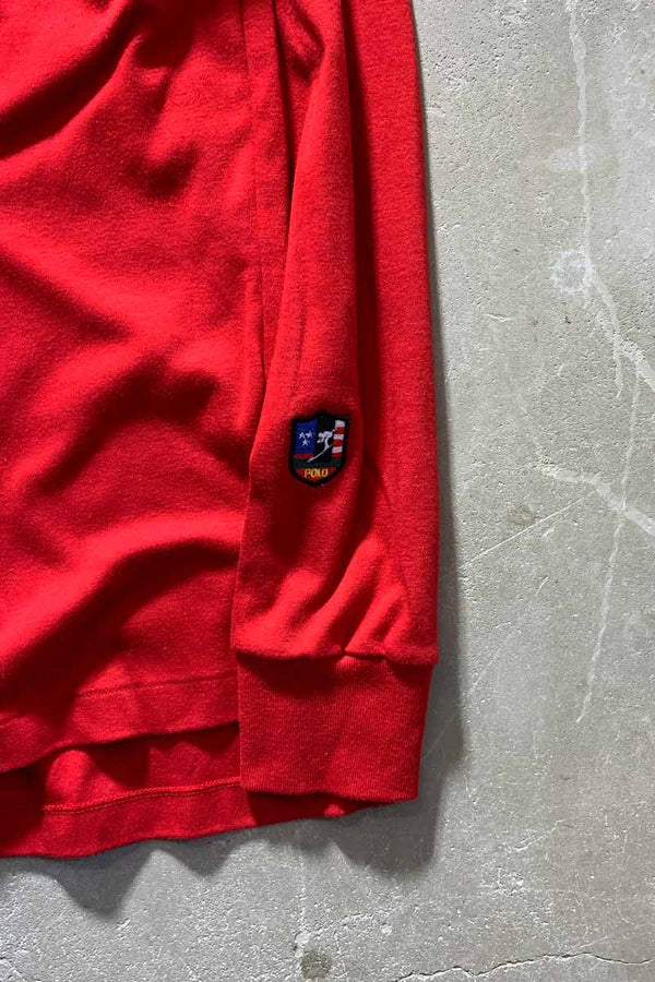 MADE IN USA 90'S L/S RUGGER SHIRT / RED [SIZE: L USED]