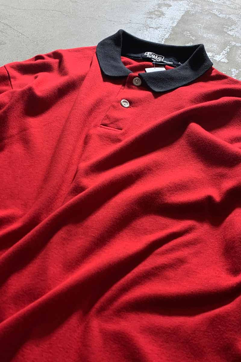 MADE IN USA 90'S L/S RUGGER SHIRT / RED [SIZE: L USED]