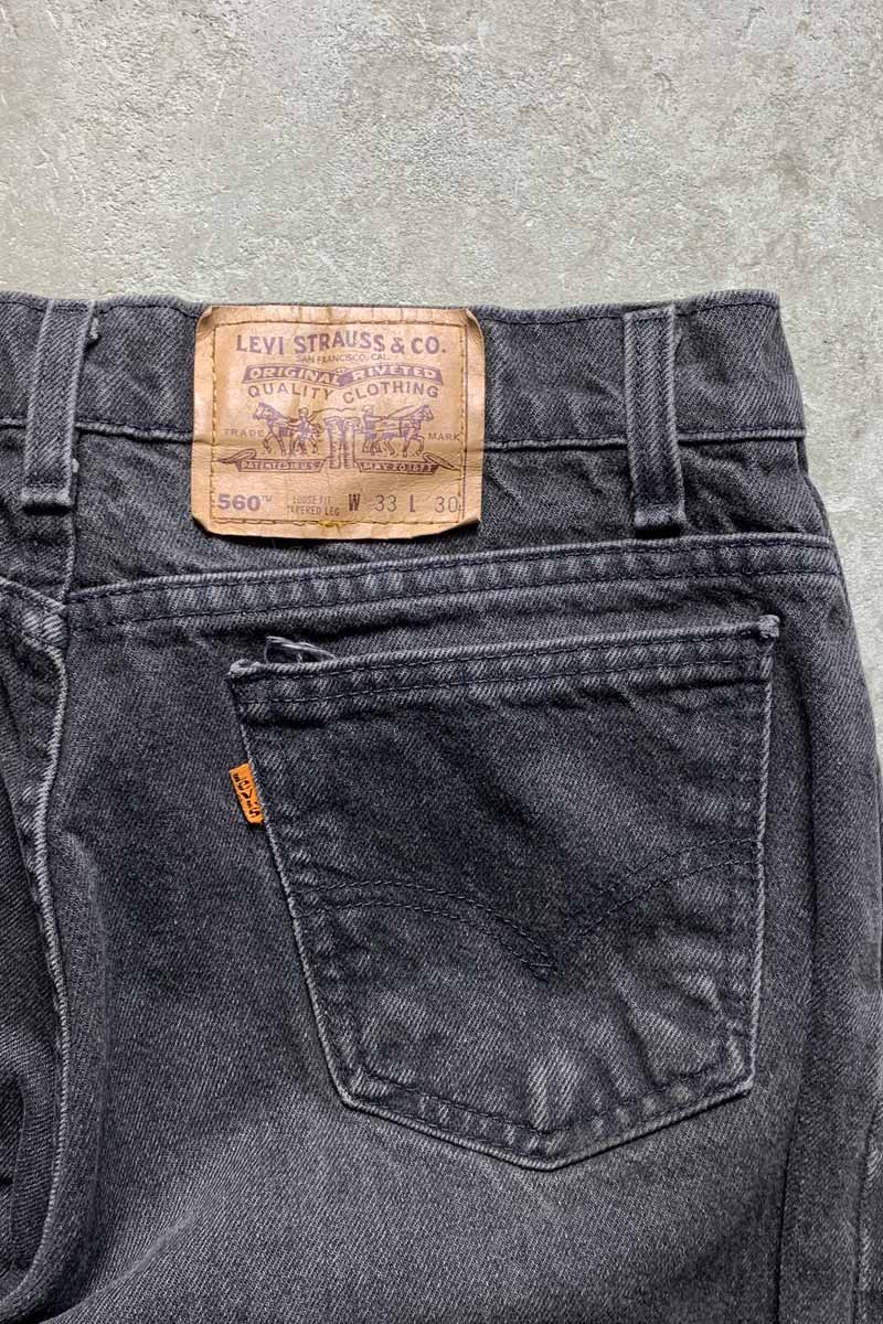 80's 560 ORANGE TAB DENIM PANTS / BLACK [SIZE: W33L30 USED]
