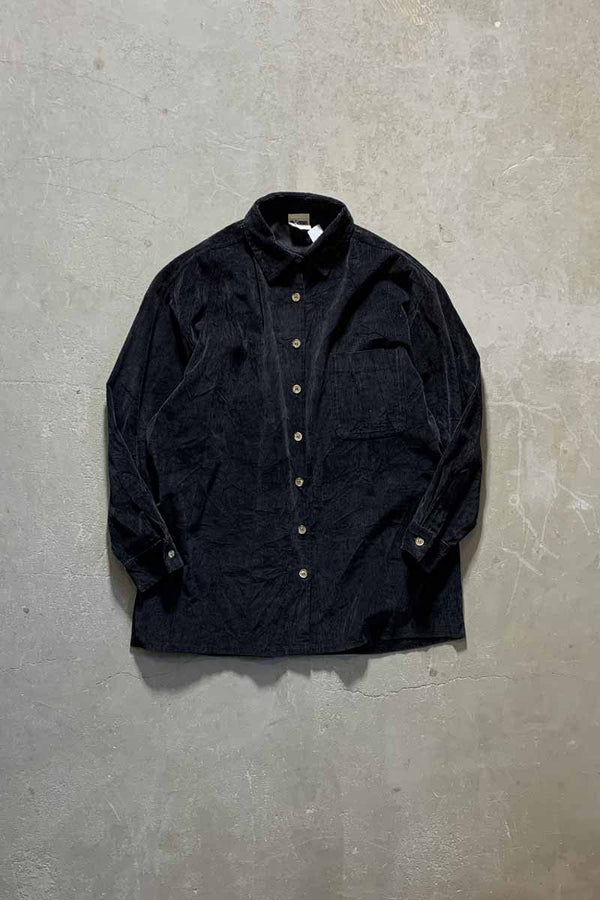 L/S CORDUROY SHIRT / BLACK [SIZE: equivalent to L, USED]