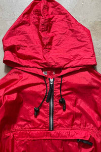 90'S PACKABLE NYLON HOODIE JACKET / RED [SIZE: XXL USED]