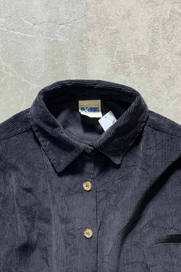 L/S CORDUROY SHIRT / BLACK [SIZE: equivalent to L, USED]