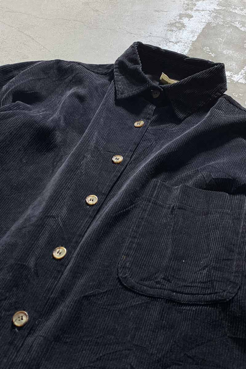 L/S CORDUROY SHIRT / BLACK [SIZE: equivalent to L, USED]