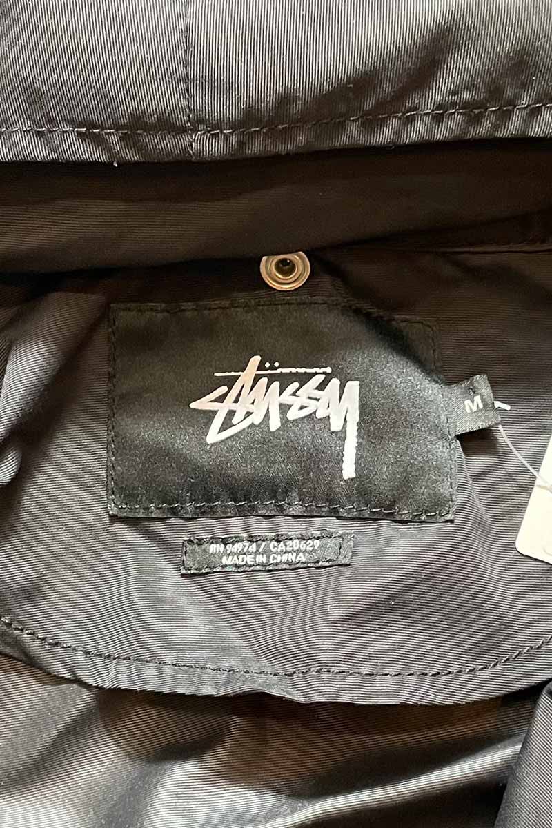 LOGO BACK PRINT ATTACHABLE HOODIE NYLON COAT / BLACK [SIZE: M USED]