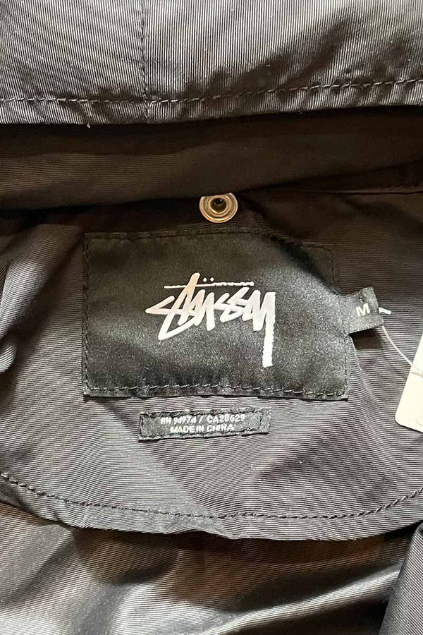 LOGO BACK PRINT ATTACHABLE HOODIE NYLON COAT / BLACK [SIZE: M USED]