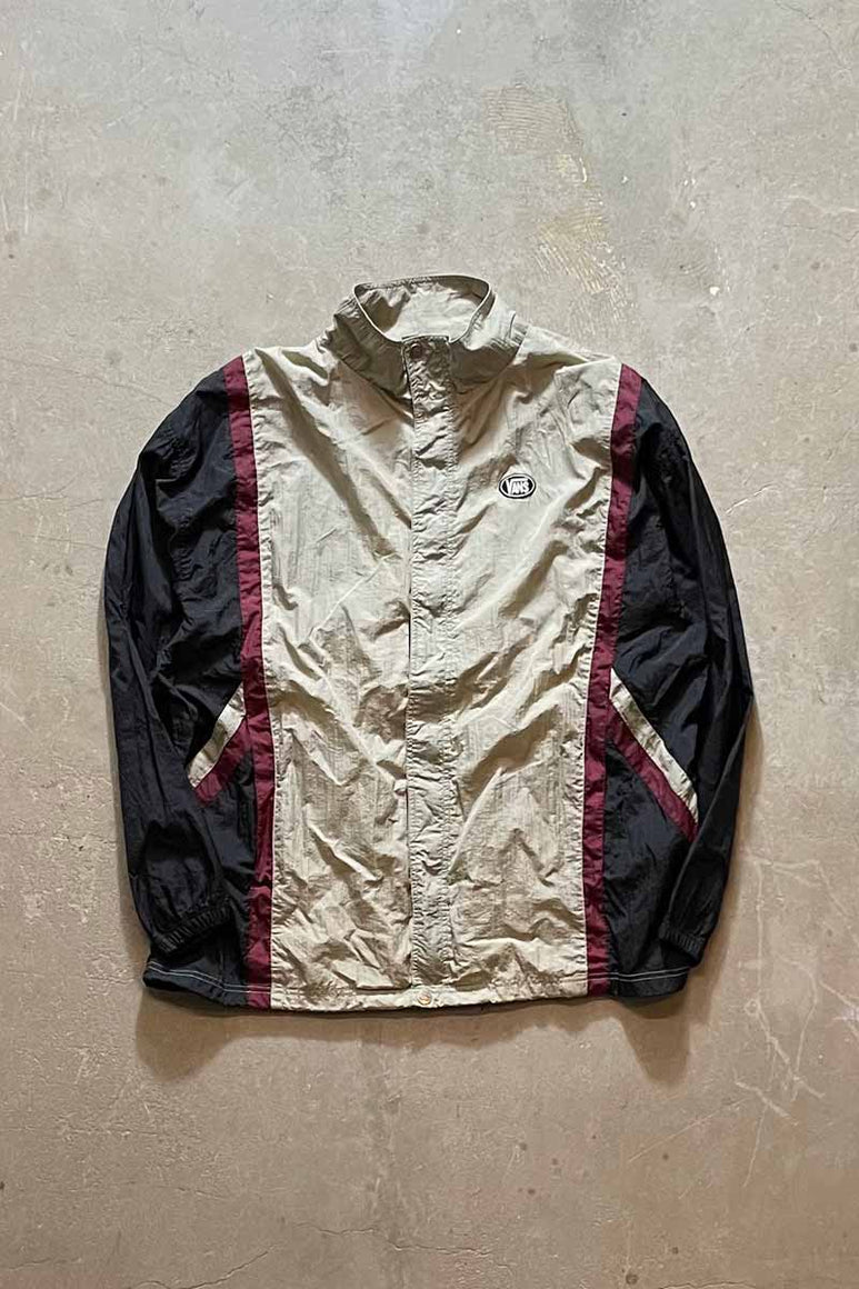 90'S NYLON ZIP JACKET / BEIGE / BLACK / RED［ SIZE: XL USED ]