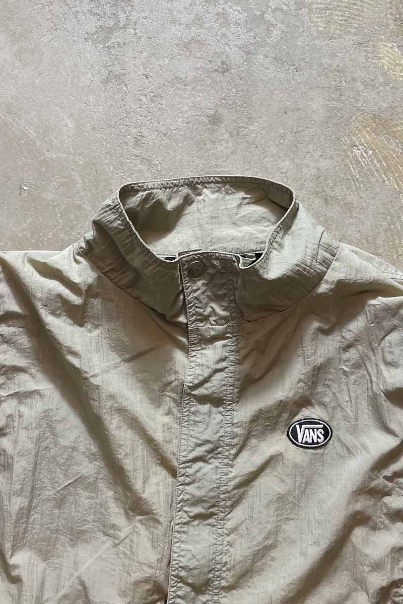 90'S NYLON ZIP JACKET / BEIGE / BLACK / RED［ SIZE: XL USED ]