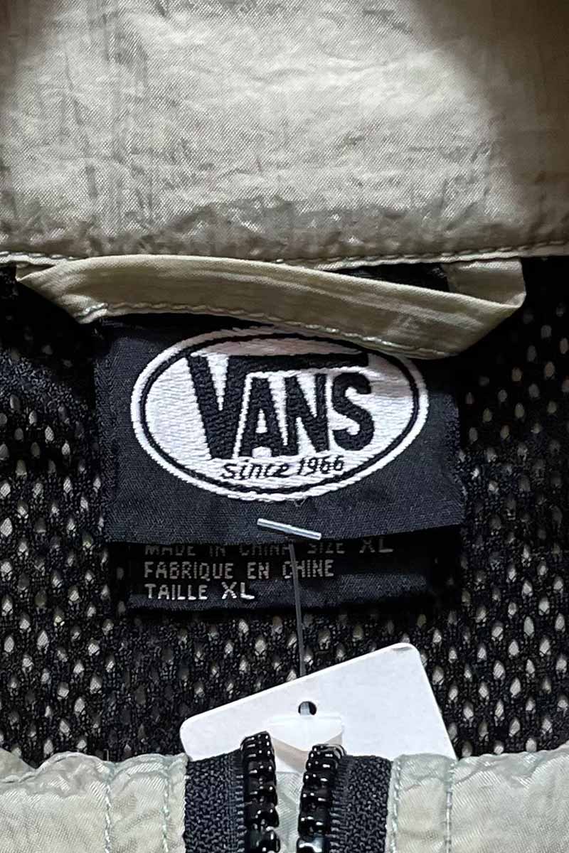 90'S NYLON ZIP JACKET / BEIGE / BLACK / RED［ SIZE: XL USED ]