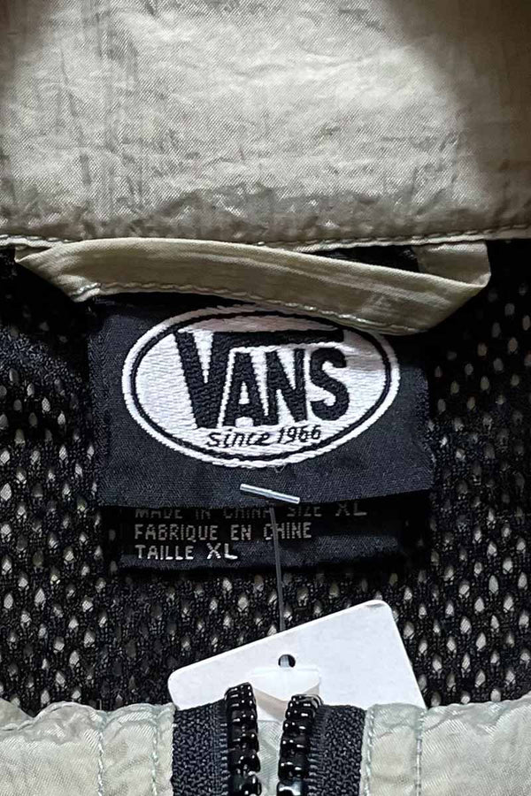 90'S NYLON ZIP JACKET / BEIGE / BLACK / RED［ SIZE: XL USED ]