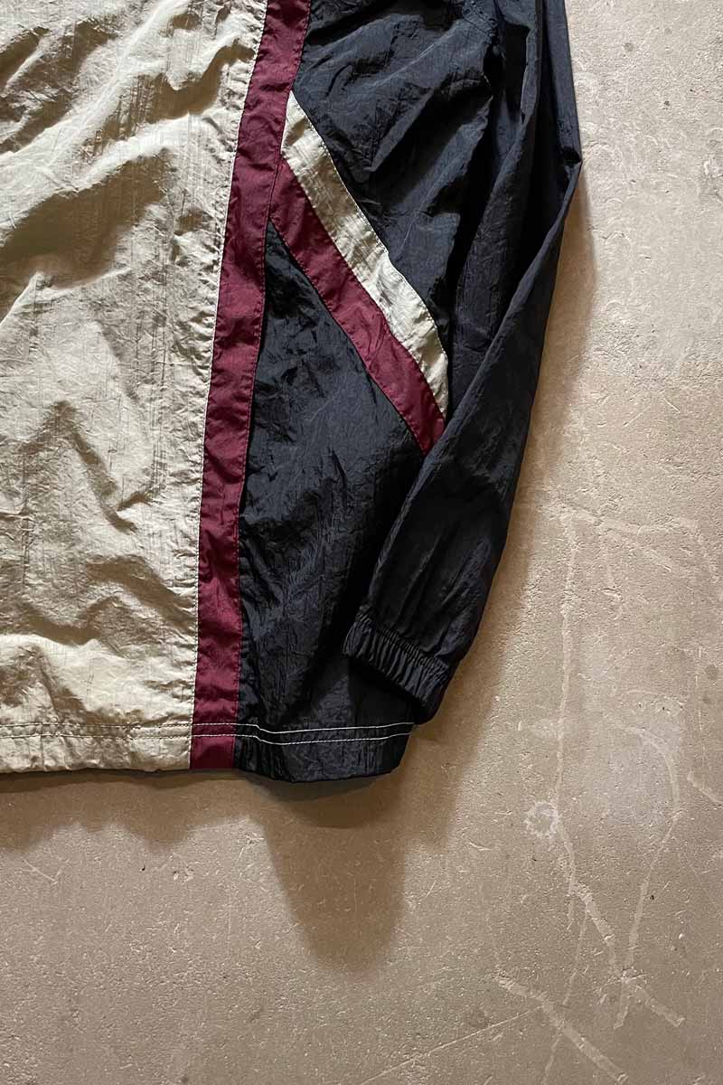 90'S NYLON ZIP JACKET / BEIGE / BLACK / RED［ SIZE: XL USED ]