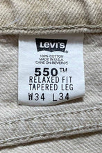 画像をギャラリービューアに読み込む, MADE IN USA 96&#39;S 550 ORANGE TAB DENIM PANTS / BEIGE [SIZE: W34 L34 USED]
