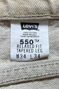 MADE IN USA 96'S 550 ORANGE TAB DENIM PANTS / BEIGE [SIZE: W34 L34 USED]