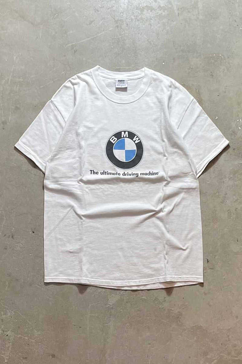 MADE IN USA 90'S S/S LOGO PRINT ADVERTISING T-SHIRT / WHITE [SIZE: L USED]