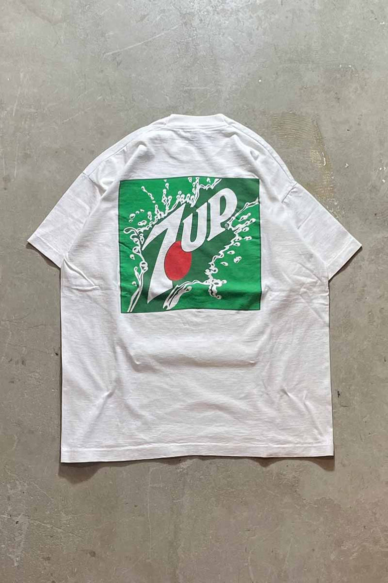 90'S 7UP BACK PRINT ADVERTISING T-SHIRT / WHITE [SIZE: XL USED]