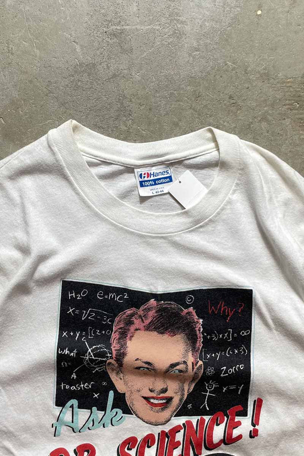 MADE IN USA 85'S S/S DR.SCIENCE PRINT T-SHIRT / WHITE [SIZE: L USED]