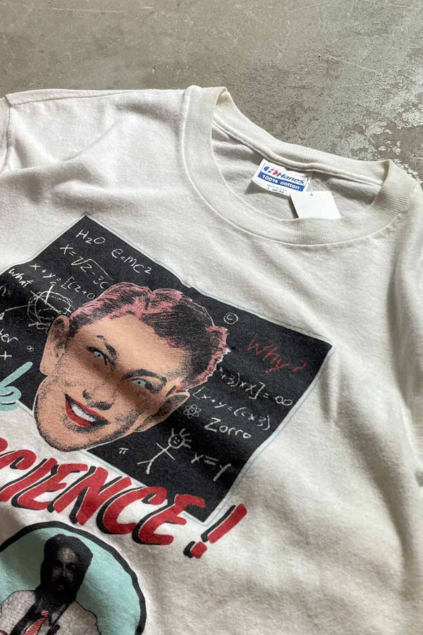 MADE IN USA 85'S S/S DR.SCIENCE PRINT T-SHIRT / WHITE [SIZE: L USED]