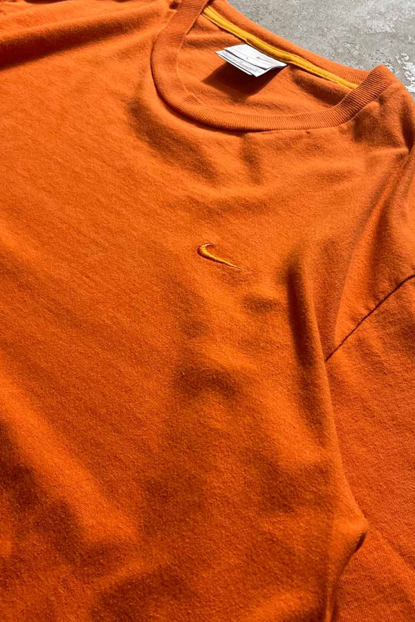 Y2K EARLY 00'S S/S ONE POINT LOGO T-SHIRT / ORANGE [SIZE: L USED]