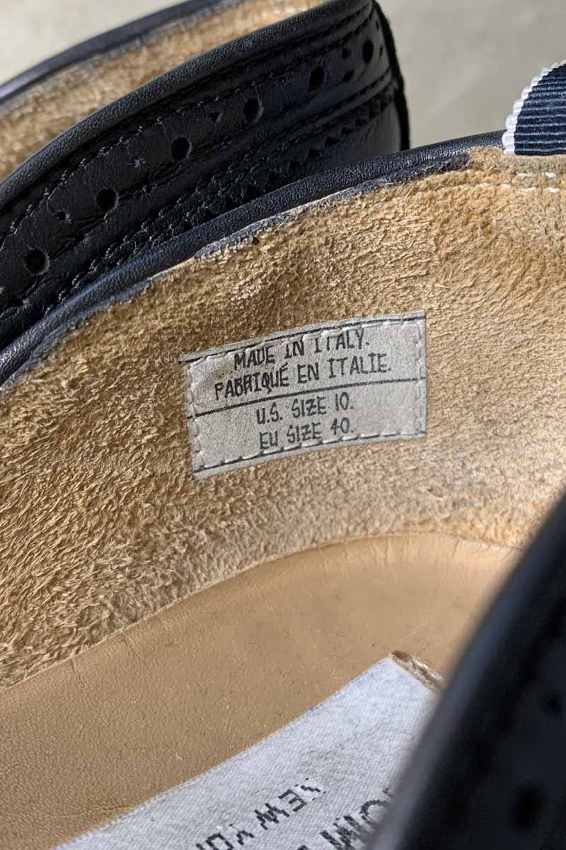MADE IN ITALY WING-TIP LEATHER SLIP-ON / BLACK [SIZE: US10 (equivalent to 28cm) USED]