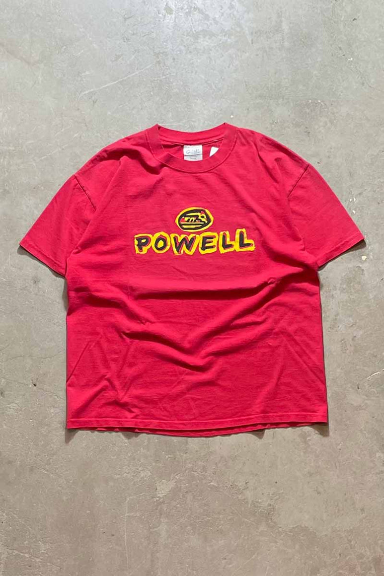 S/S POWELL SKATEBOARDS PRINT T-SHIRT / RED [SIZE: L USED]